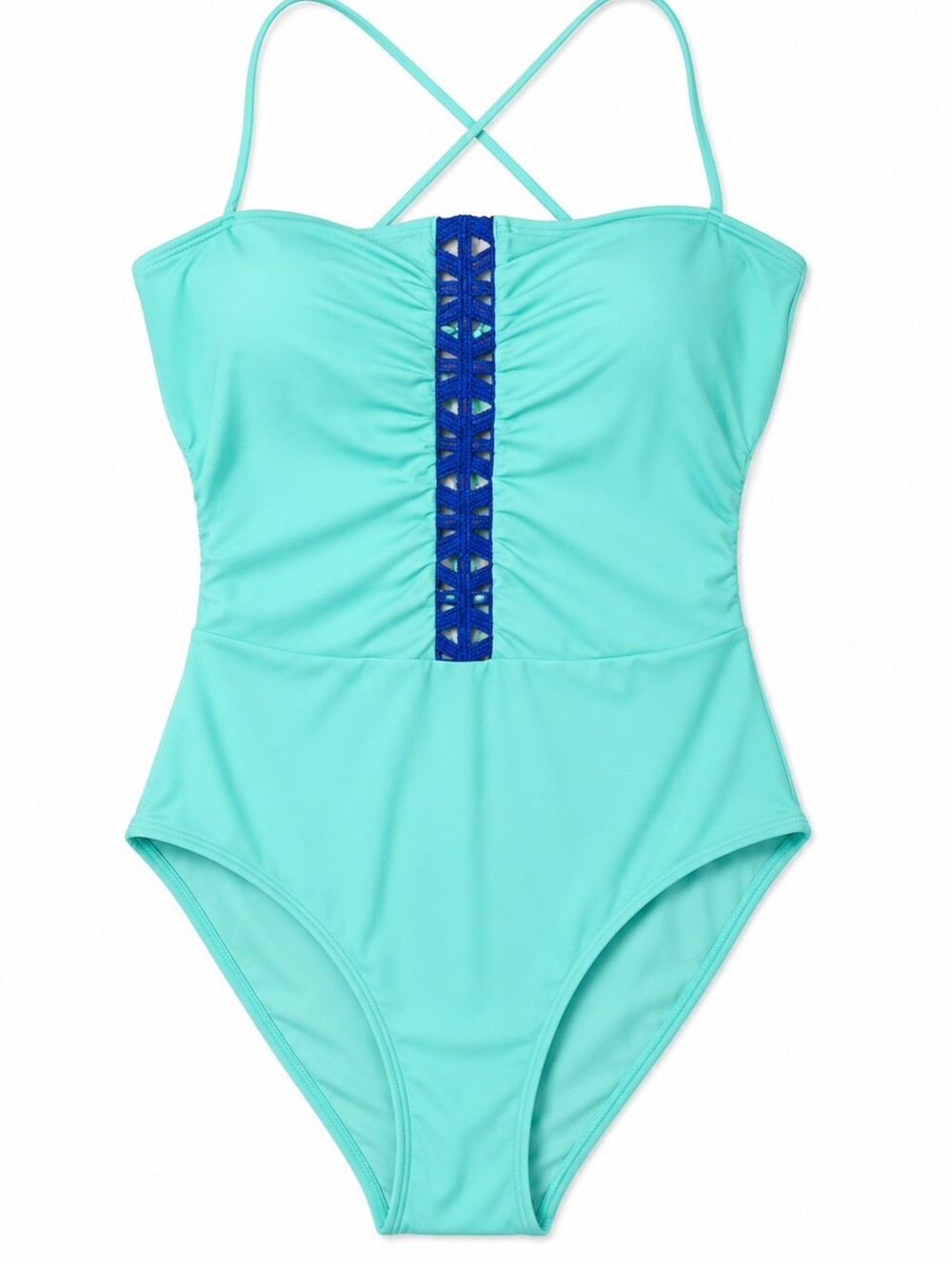 aerie Mint One-Piece Swimsuit with Navy Accent XL WORN ONCE!